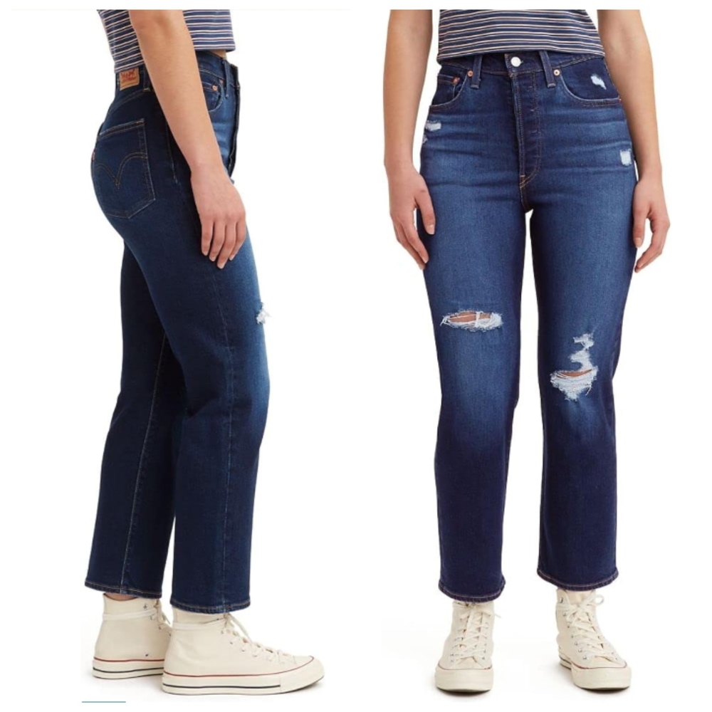 🎉 SALE 🎉 NWT Levi's Women's Ribcage Dark Blue Straight Leg Ankle Jeans - Picture 2 of 7